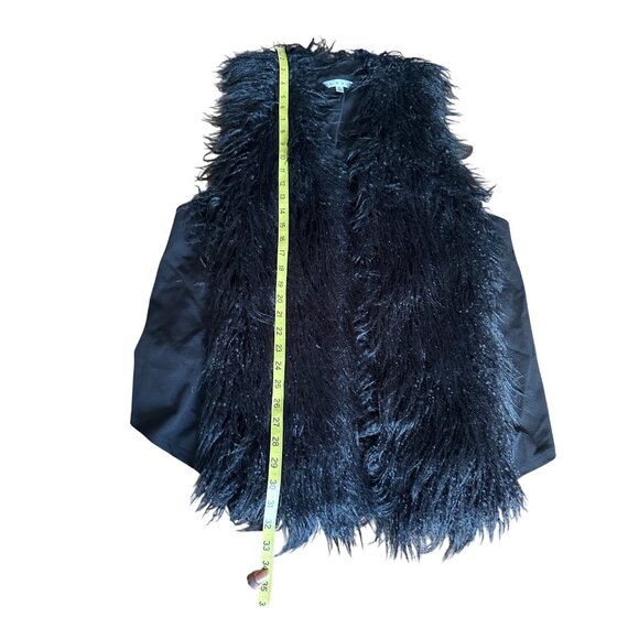 Cabi Black Faux Fur Vest Open Front XL Sleeveless Mob Wife Boho Chic - Picture 6 of 9